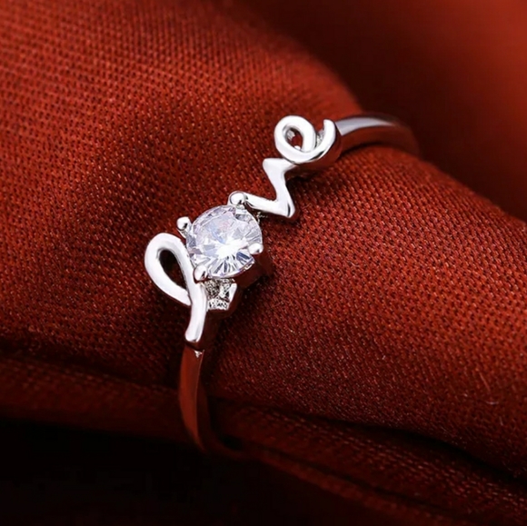 CUBIC ZIRCONIA LOVE RING - Picture 2 of 5